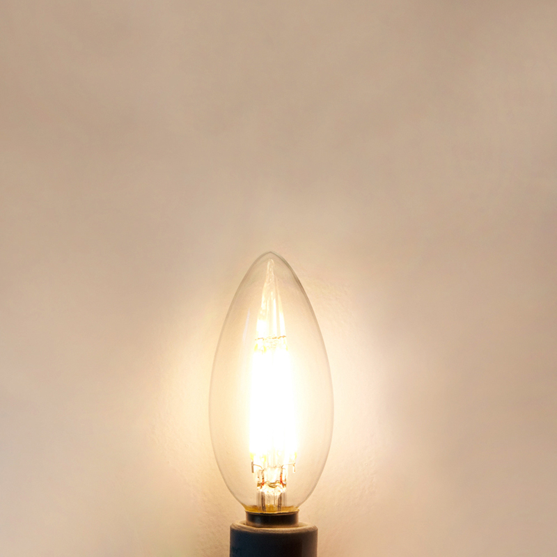 B10 E12 4W LED Vintage Antique Filament Light Bulb, 40W Equivalent, 4-Pack, AC100-130V or 220-240V
